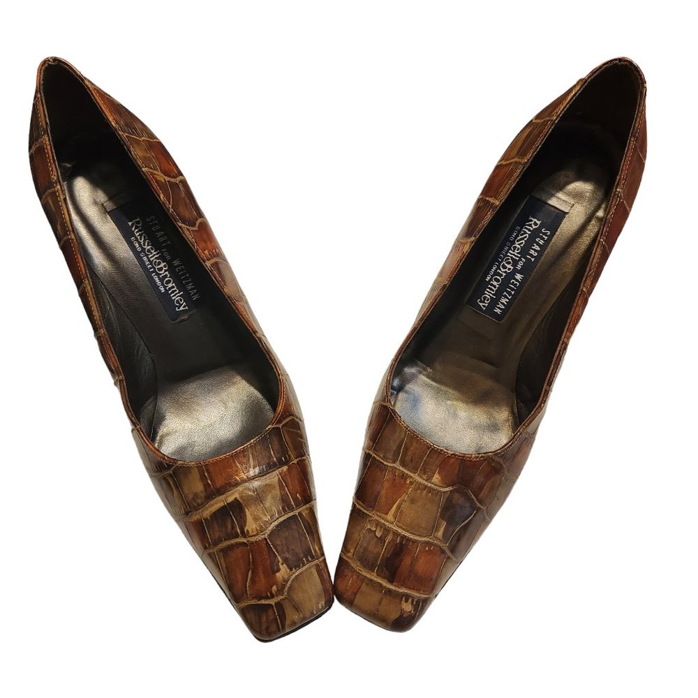 Stuart Weitzman Brown Tortoise Shell Leather Pump - image 4